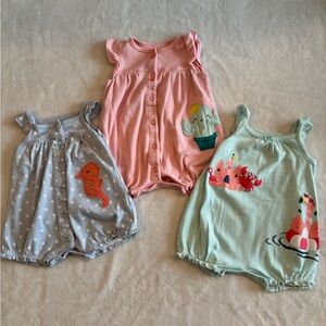 Carter’s Baby Girl 3pc Summer Romper Bodysuit Bundle 0–3M